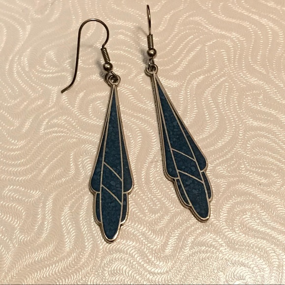 Jewelry - Blue and silver dangly earrings.